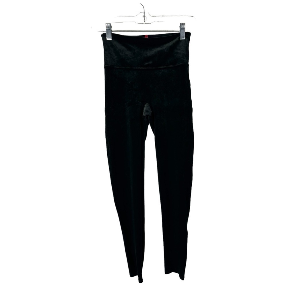 Spanx Black Velvet Stretch Leggings Size Small